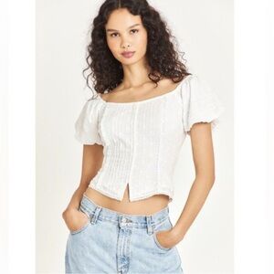 Loves Shack Fancy Zia Corset Top White Cottagecore  Woman’s Size 12 Cotton